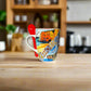 Algarve Ceramic Souvenir Mug with Scenic Coastal Landmarks, Azulejo Tile Band and Red Spoon – Gift Box Included