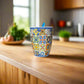 Portugal Keramik-Souvenirtasse mit mehrfarbigem Azulejo-Mosaikmuster und Löffel – Geschenkbox inklusive

