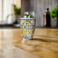 Portugal Keramik-Souvenirtasse mit mehrfarbigem Azulejo-Mosaikmuster und Löffel – Geschenkbox inklusive

