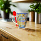Portugal Keramik-Souvenirtasse mit mehrfarbigem Azulejo-Mosaikmuster und Löffel – Geschenkbox inklusive

