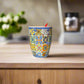 Portugal Keramik-Souvenirtasse mit mehrfarbigem Azulejo-Mosaikmuster und Löffel – Geschenkbox inklusive

