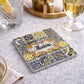 op view of square Madeira ceramic coaster showing detailed tile patterns and central Madeira text
