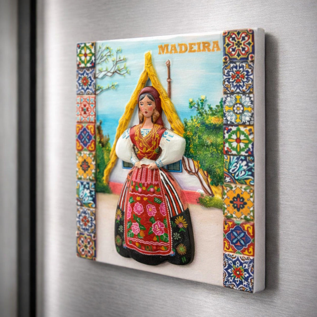 madeira magnet placed on a fridge