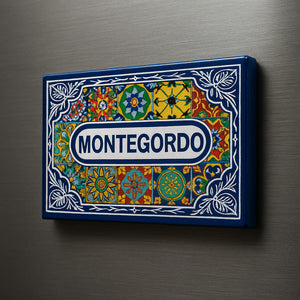 Monte Gordo Magnet with Traditional Portuguese Tile Design – Algarve Souvenir