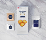 Lisbon pastel de nata kit box with ingredients including cream mix, cinnamon and sugar packets