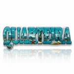 Quarteira souvenir magnet with coastal city imagery, ocean elements and sea-inspired details