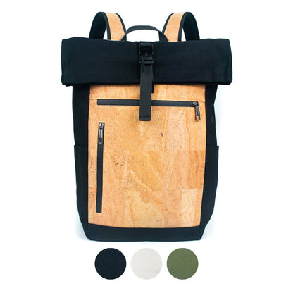 Mochila urbana para portátil de hombre con fusión de corcho y lona BAG-2286