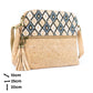 Bolso Bandolera de Corcho Natural para Mujer con Bolsillo de Cremallera y Borla BAG-2218